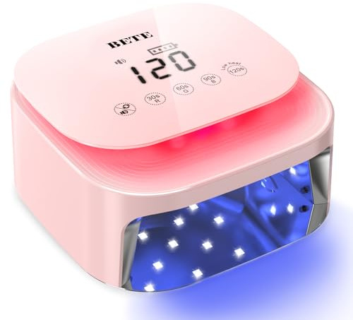 Lampade UV LED wireless BETE 60W - Asciugatore per smalto gel ricaricabile con sensore automatico, 30 perle e 4 regolazioni del timer portatile per uso domestico/salon Rosa