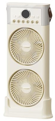 KYOFIS Ventilatore di raffreddamento a nebbia a doppia ventola con umidificatore, 6 ugelli, regolabile a 360°, silenzioso, USB C, portatile for casa, ufficio e esterni.(Beige,49cm)