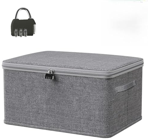 Infreecs Scatola portaoggetti con serratura a combinazione, 38 x 25,5 x 16 cm, con chiusura, scatola con coperchio, scatola con serratura, scatole pieghevoli, per vestiti e giocattoli