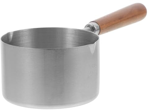 Milisten Cucharón Inoxidable para Alimento de Mascotas con Mango de Madera Cuchara Medidora Antideslizante para Perros y Gatos para Casa o Tienda de Mascotas