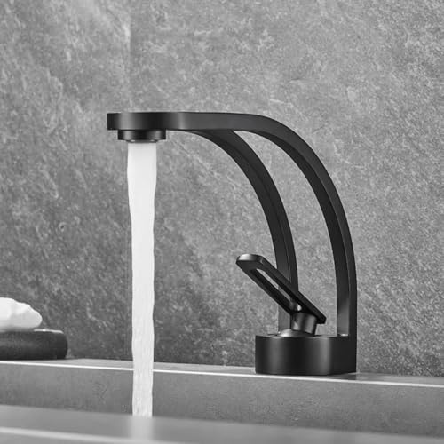 Robinet de salle de bain moderne et créatif gris, mitigeur monotrou pour eau chaude et froide, mitigeur d'évier en métal, accessoires de baignoire noirs, élégant et design