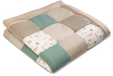 ULLENBOOM Krabbeldecke für Baby mit Personalisierung, 100% OEKO-TEX Materialien, Waldfreunde 140x140 cm - Babydecke mit Namen und Datum, ideal als Spieldecke und personalisiertes Geschenk zur Geburt