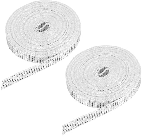 QUARKZMAN 2 stycken 6 m rullgardinsbälte 14 mm för rullgardiner, skruvdragare, ytmonterad, dörrar, fönster, persienner, spännband, persienner, rullluckor, utbyte, reparationssats, svart/vit