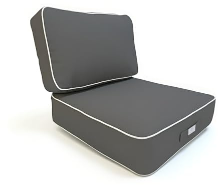 Coussins pour Salon de Jardin Premium - Déhoussable, Anti-UV, épaisseur 12cm - Déco Arts (Gris foncé, 1xAssise: 60x60cm - 1xDossier: 60x35cm)