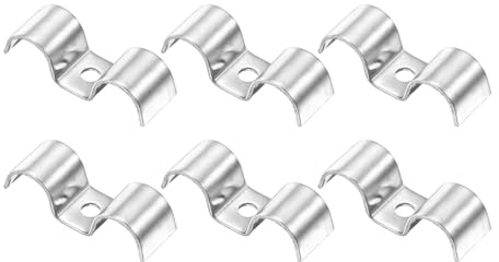 sourcing map 6 Pcs Stainless Steel Double Line Clamp 14 mm / 9/16 inch Fuel Lines Clips M-Shape Mounting Clip for Brake Fuel Lines Tubes Wire Pipe Cord Installation, Silver