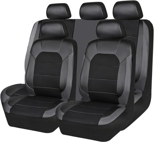 Auto Leder Sitzbezüge für Dacia Duster 2.Gen 1.Gen HM HS 2010-2020 2021 2022 2023 2024 2025 | 9 Stück Allwetter Wasserdicht Rutschfest Atmungsaktiv Schonbezug Set Sitzkissenschutz