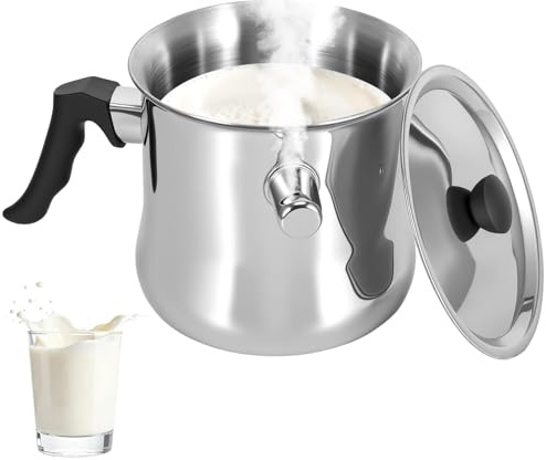 COZHYESS 2L Milchtopf Induktion Milchtopf mit Deckel milchtopf Doppelwandig mit Pfeife Bakelitgriff, Edelstahl Simmertopf Induktion für Gas, Elektro und Induktion