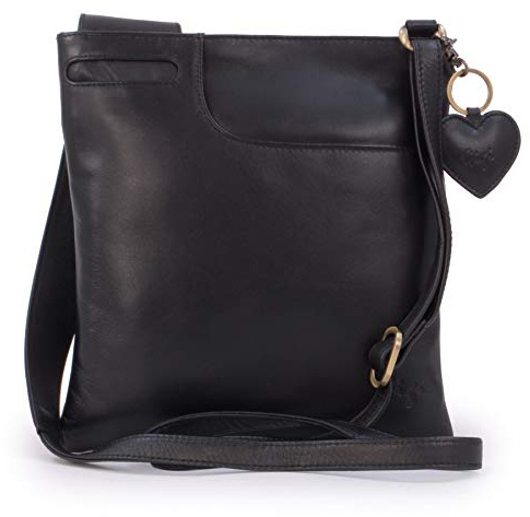 Gigi - Small Genuine Leather Crossbody Bag - Othello 2057 | Women's Slim Shoulder Bag, Long Adjustable Crossbody Strap, Secure Zip Closure, Heart Keyring Charm, Multiple Pockets