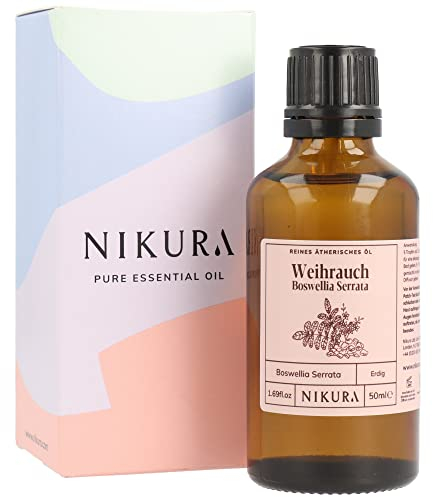 Nikura Weihrauchöl (Boswellia Serrata) - 50ml | Ätherisches Öl | 100% reines natürliches Öl | perfekt für Aromatherapie, Diffusoren, Ölbrenner