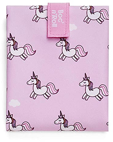 Roll'eat - Reusable Sandwich Bag | Eco-Friendly & Washable Food Wrap | Convertible Tablecloth | Self-Closing Tape | Unicorns Design, Polyester