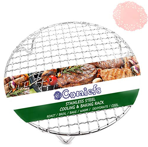 Comicfs Canning Rack 7.5'' Multi-Purpose Round Barbecue Cooling Steaming Rack with Legs Heavy Duty 304 Stainless Steel Baking Carbon Baking Net/Grill/Pan Grate (19cm/7.5)