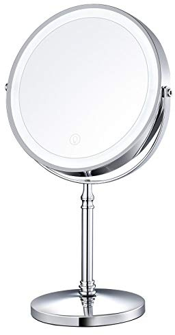 AMZTOLIFE 8 Lighted Makeup Mirror, 10X Makeup Mirror with Lights, Double Sided Dimmable Magnifying Mirror with Light, Rechargeable and Brightness Adjustable, Cordless Vanity Mirror with Lights
