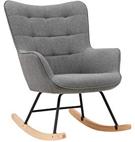 byLIVING Schaukelstuhl Richie, Steppung, Metallgestell schwarz, Buchenkufen | Webstoff grau, B 72, H 92, T 92 cm