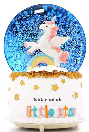 JORMEY Unicorn Snow Globe for Kids, Musical Snowball with Colorful Lights Automatic Snowfall, for Girl Boy Christmas Birthday Ideal Choice, 3.5x5inch Music Box