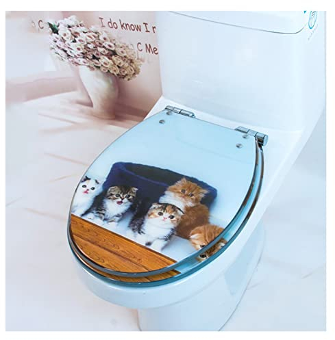 LYLFF Katzenharz Toilettensitz Mit Deckel, Katze Heavy Duty Toilette Deckel Edelstahl Verstellbare Scharniere for U/V/O Typen - Top-Befestigungsmontage/Weiches Schließen