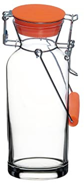 PASABAHCE 4994206 Occa Latte Zest in Vetro, con Tappo Meccanico e Silicone, Arancio, Lt 1.2