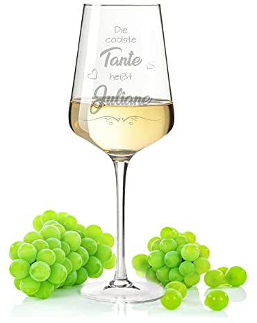 Leonardo Weinglas mit Gravur - Die coolste Tante heißt - Personalisiert mit Namen - Geschenk für die beste Tante - Geschenk für Hobby-Sommelier & Weinliebhaber - Farbe: Puccini