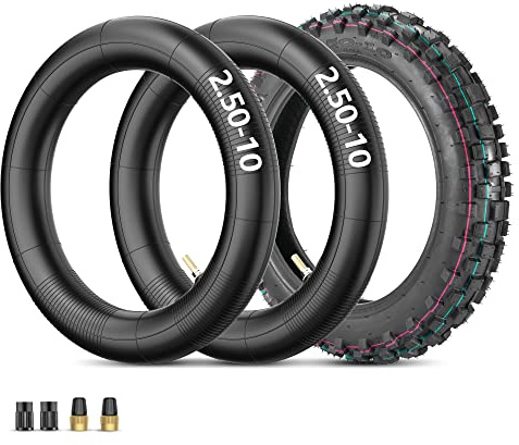 RUTU 2.50-10 Dirt Bike Tire, 2.5-10 Off-Road Tire with Inner Tube TR4 Straight Valve Compatible with Off-Road Kids' Motorcycles XR50 CRF50 PW50 TTR50 JR50 DRZ70 SDG107 50SX Morini Razor SX500