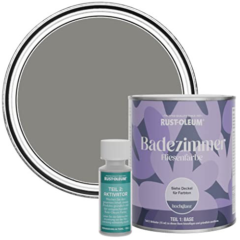 Rust-Oleum wasserbeständiger Fliesenlack für das Badezimmer in hochglänzendem Finish - Betongrau 750ml
