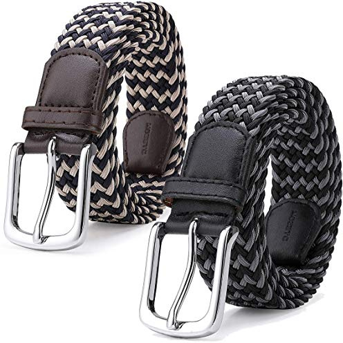 MOZETO Elastisch Stretch Gürtel Breite 3.3cm, Stoffgürtel Stretchgürtel Flechtgürtel Geflochtener Gürtel für Damen und Herren