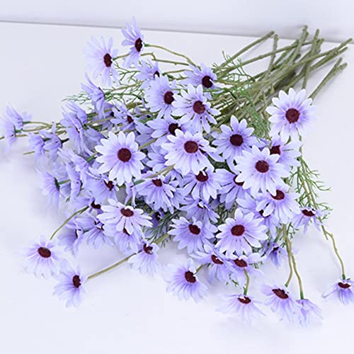 OUKEYI Artificial Flowers 12 Bundles Artificial Silk Daisy Fake Flowers UV Resistant Outdoor Fake Wildflowers with Stems Greenery Shrubs Plants Arrangements for Home Garden for Decoration (purple)