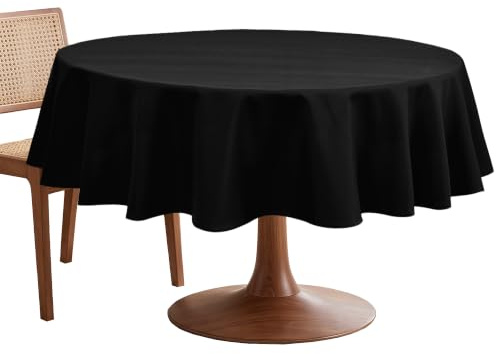 Hiasan Tischdecke Rund 160 cm Outdoor Wetterfest Abwaschbar Schwarz | Tischdecken aus Polyester, Tischtuch wasserabweisend mit Lotuseffekt, Kratzfest für Esszimmer Restaurant Party Balkon Garten