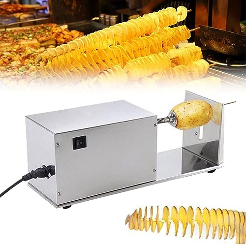 Affettatrice a Spirale Automatica per Patate, affettatrice per Patate Tornado elettrica da 20 W, Macchina a Torre per Patatine in Acciaio Inossidabile, affettatrice elettrica per p