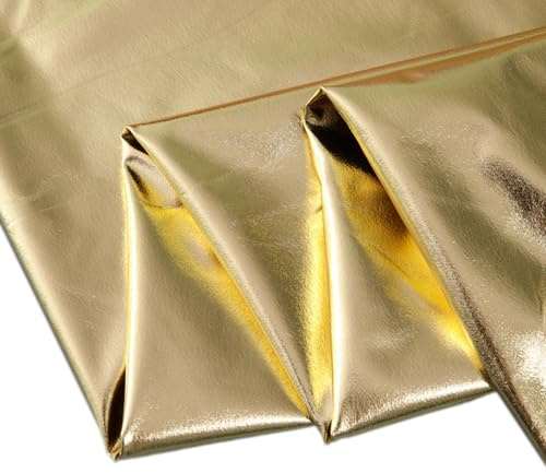 Wambere 1 m 1.50 m Breiter Bronzing Stoff Polyesterstoff,Glanz Satin Modestoff Deko-Stoff Meterware Zum Für Nähen Kostüm Bühnenkostümherstellung DIY-Spielzeug,Hell Gold