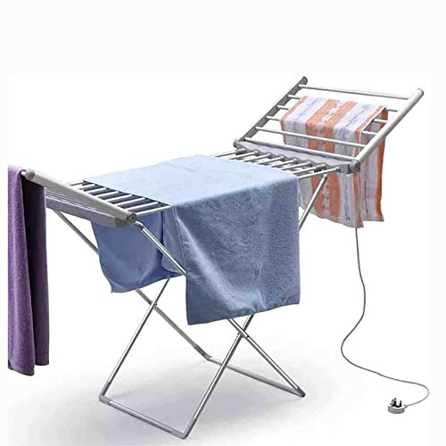 Stendibiancheria Elettrico, Scaldasalviette Pieghevole Portatile Stendino Gambe a X Riscaldamento Stabile Stendibiancheria Asciugabiancheria ad Alta Efficienza Energetica 18 Barre