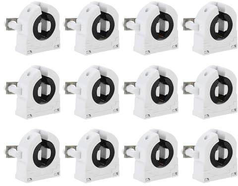 PATIKIL T8 Leuchtstofflampenhalter, 12er Pack G13 Lampensockel LED Leuchtstoffröhrenfassung 250V Nicht geschalteter Dreh-Typ Lampenhalter Ersatz, 27x31x18mm
