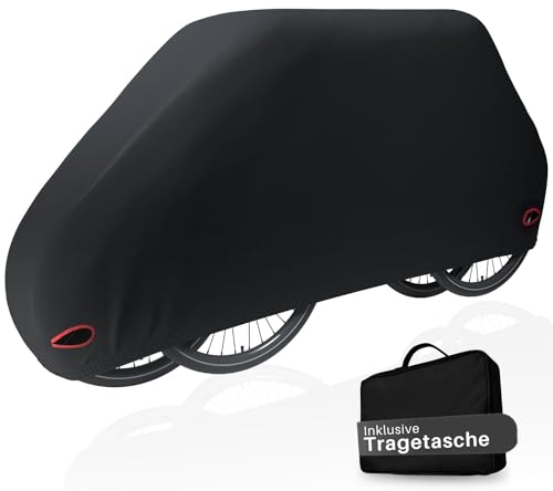 HiLo sports stationäre wasserdichte Fahrradabdeckung - [Nicht für Heckträger Transport] - Für 2 Fahrräder - Fahrradhülle schwere Version - Reißfeste E-Bike und Fahrradplane - Fahrradgarage