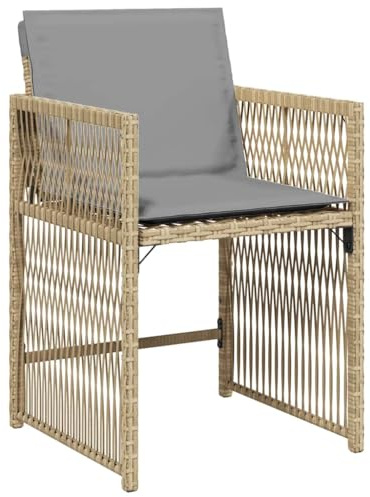 vidaXL Gartenstühle 4 STK., Gartenstuhl mit Kissen, Gartensessel Stuhl für Garten Balkon Terrasse, Sessel Stuhlset Gartenmöbel, Beigemischung Poly Rattan