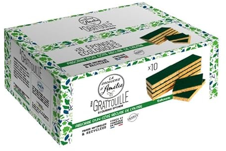 Éponge végétale à récurer en Cellulose, Lot de 10 éponges Double Faces - Economique - Multi-Surfaces - Lavables en Machine