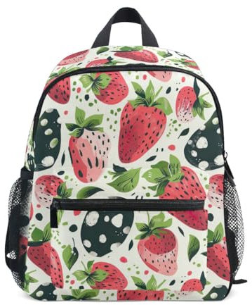 CHIFIGNO Kinder-Rucksack für Kleinkinder, Schulrucksack, Kindergarten, Kindertasche, Reiserucksack für Jungen und Mädchen, Niedliche rosa Erdbeere, Medium
