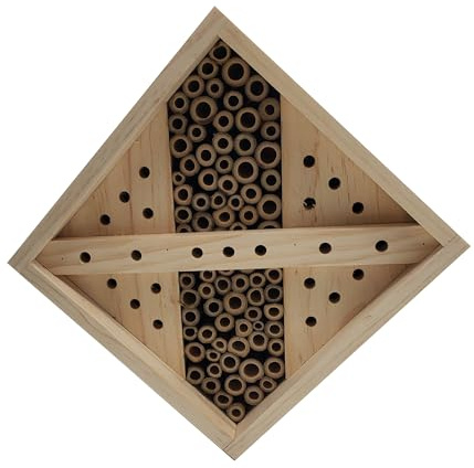 Dehner Natura Premium Insektenhotel Nueva, Bienenhotel nachhaltig, Insektenhaus/Nistkasten für Bienen/Schmetterlinge/Käfer, ca. 18 x 18 x 11 cm, aus FSC-zertifizierten Kiefernholz, Natur