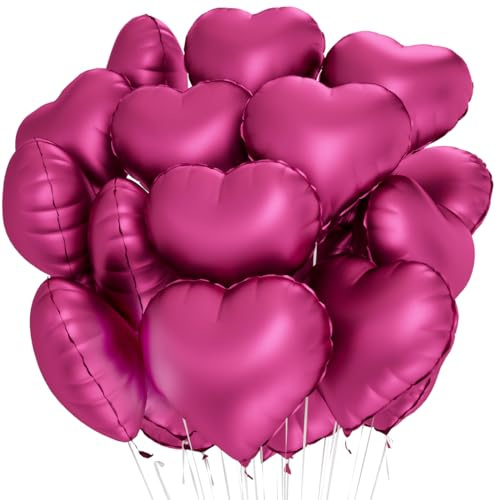 Herz Folienballon Rosa 20 Stück,Herz Helium Luftballons,Heliumballon Herzen,Metall Rosarot Herzluftballons,Herzform Folienluftballon Herzballons für Geburtstag Hochzeit Valentinstag