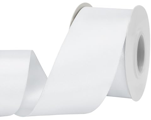 GTYBOVA Satinband 50mm X 23m Weiß Schleifenband Dekoband Bänder zum Basteln Stoffbänder für Hochzeit Taufe Und Geburtstagsgeschenk
