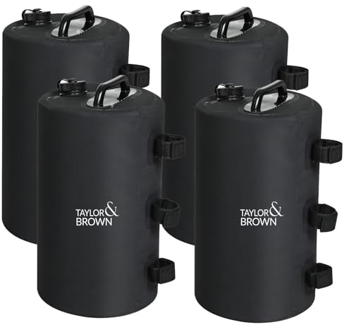 Taylor & Brown 4 Pack Canopy Gazebo Water Weights Bag, 4 Leg Weights, Portable 10L Water Bag Windproof for Outdoor Pop Up Tent, Canopies, Gazebo, Shelter, Set of 4 (Black)