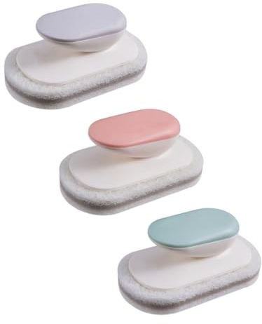 BCOATH 3pcs Cleaning Scrubber and Sponge Scrubber Set Decontamination Cleaning Brushes for Household Use Multi-Purpose Sponge Brushes Random Color