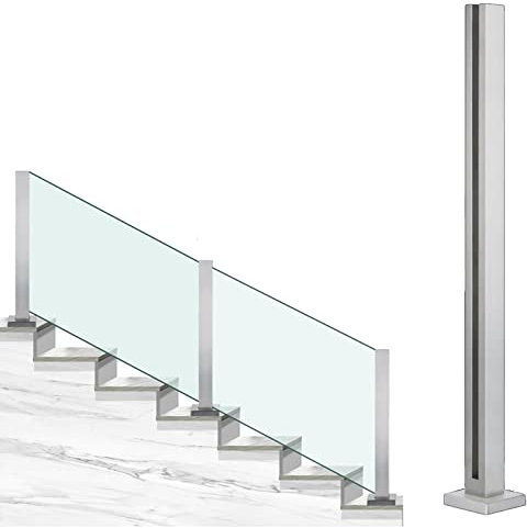 KEHSF Glaszaun-Klemmstange für Veranda, silberner Treppengeländerpfosten mit 15 mm Breiten Schlitzen, Glasbalkon-Verbindungsstück für Balkon/Flurtreppe/Innen-/Außenplattform-Dachboden