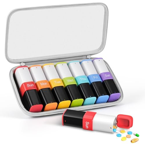 Lotour Pastillero para 7 días por la mañana y por la noche, pastillero para 7 días, 2 compartimentos, caja para pastillas, organizador de pastillas grande, pastillero para vitaminas