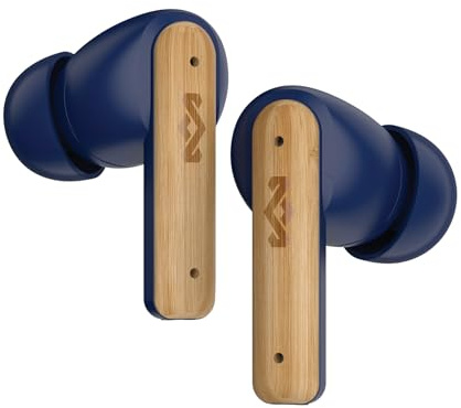 Marley House of Little Bird True Wireless Bluetooth Kopfhörer - IPX4, Blau | Kopfhörer kabellos mit Mikrofon, 24 Stunden Wiedergabezeit, In-Ear Ohrhörer klein, USB-C-Schnellladecase