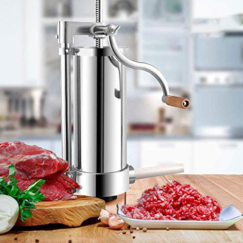 OHMG Poussoir à Saucisse 3L,en Aluminium Inoxydable Machine à Saucisses Professionnelle Manuel Poussoir à Viande avec 4 Tubes,Machine à Viandes Lavement,Remplisseur professionnel de saucisses (3L)