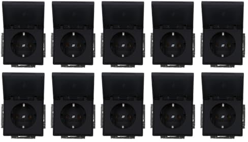 10 Stück Busch-Jaeger 20 EUK-885 Plattform 63 SCHUKO Klappdeckelsteckdose | Steckdosen-Einsatz mit Klappdeckel schwarz matt 2CKA002018A1495