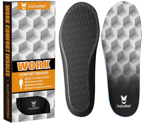 Uvaluefeet Work Boot Insoles for Men Standing All Day - Memory Foam Comfort Cushion Anti-Fatigue Inserts, Foot Pain Relief and All-Day Comfort,Work Comfort Insoles for Men Women-F (UK 11.5-13)-32CM