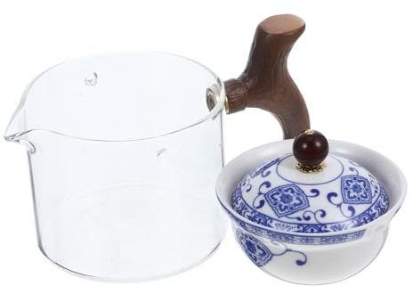 Cabilock Théière en Céramique Poignée Latérale, Style Vintage, Filtre Intégré, 360°, Pratique Maison Bureau, Facile à Nettoyer