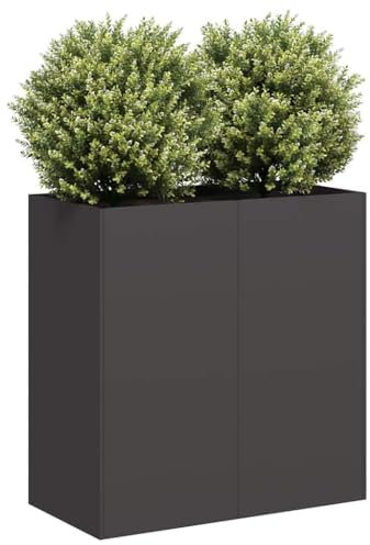 Homgoday Jardinera de Acero Laminado en frío Negro 80x40x80 cm Jardinería para Cultivo de Flores Plantas Hierbas Huerto Urbano para Jardín Terraza Patio Balcón