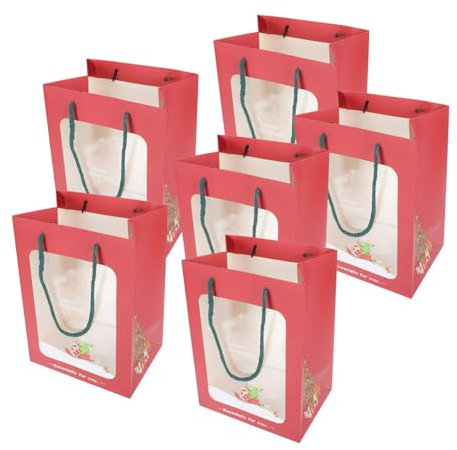 FOMIYES 6stücke Papier-weihnachtsgeschenktasche Mit Fenster Für Süßigkeiten Und Kleine Geschenke Robustes Papiermaterial Langlebig Und Praktisch Für Weihnachtsfeiern Und Geschäfte