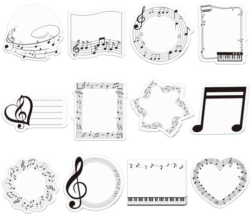 240 Sheets/12 Pads Music Themed Sticky Notes Self-Stick Musical Note Pads | Music Classroom Teacher Appreciation Gift School Offcie Supplies Party Favors