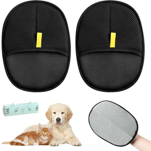 Puasok 2 Piezas Guante Quitapelos Mascotas, 24x17cm Electrostatic Hair Removal Gloves, Guante Gatos Pelos, Quita Pelos Mascota (A)